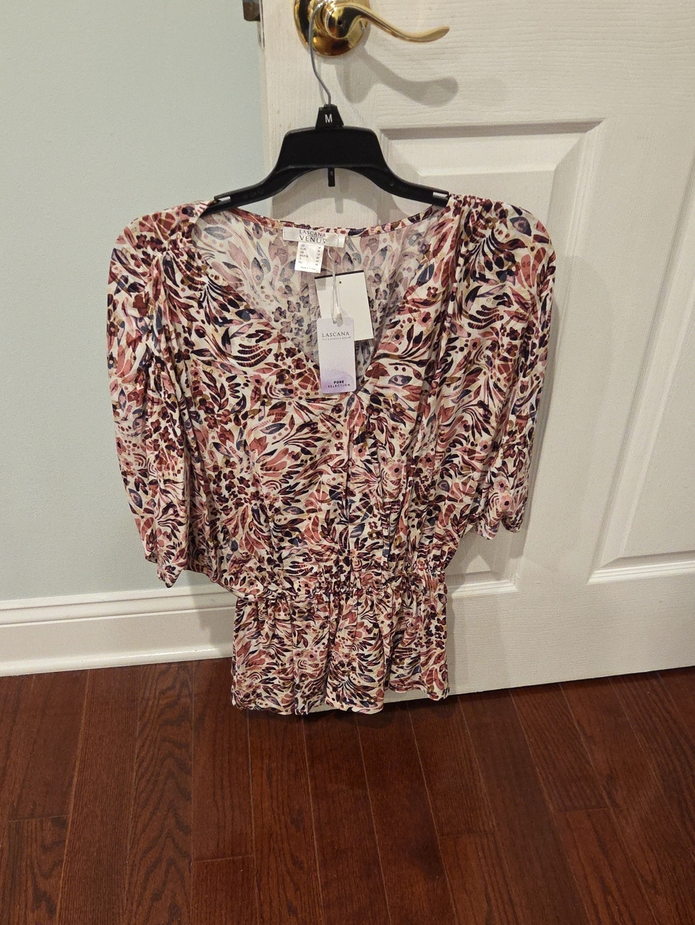Lascana by Venus Floral Blouse in Pink & Brown Size Medium